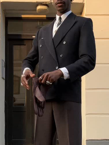 Black Double-breasted Men's Blaze