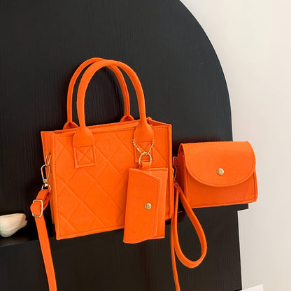 3-Piece Rhombus Embossed Crossbody Bag Set