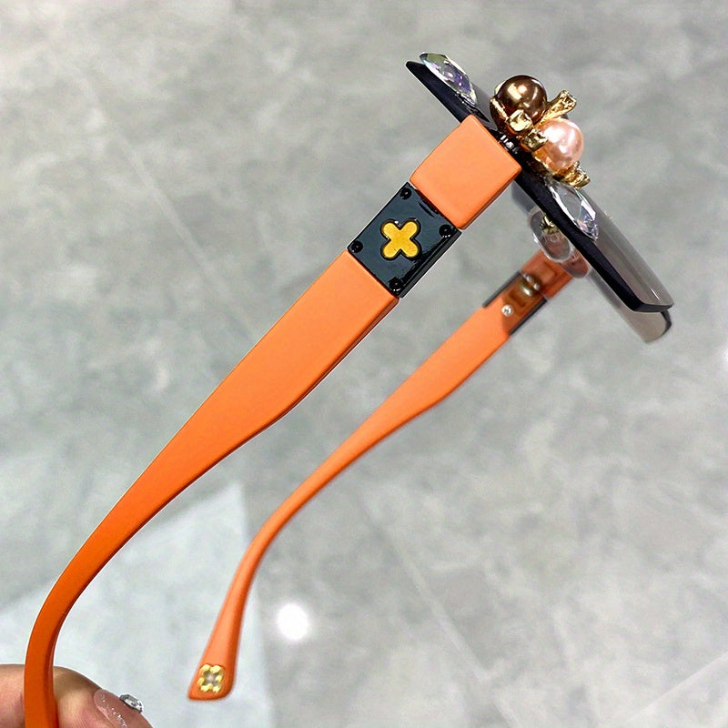 Rhinestone Gradient Rimless Glasses