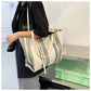 Canvas Striped Crossbody Tote Bag