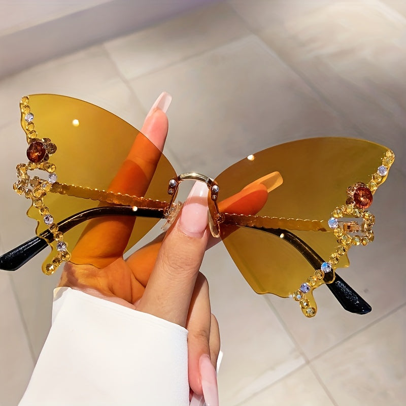 Y2K Rhinestone Butterfly Sunglasses