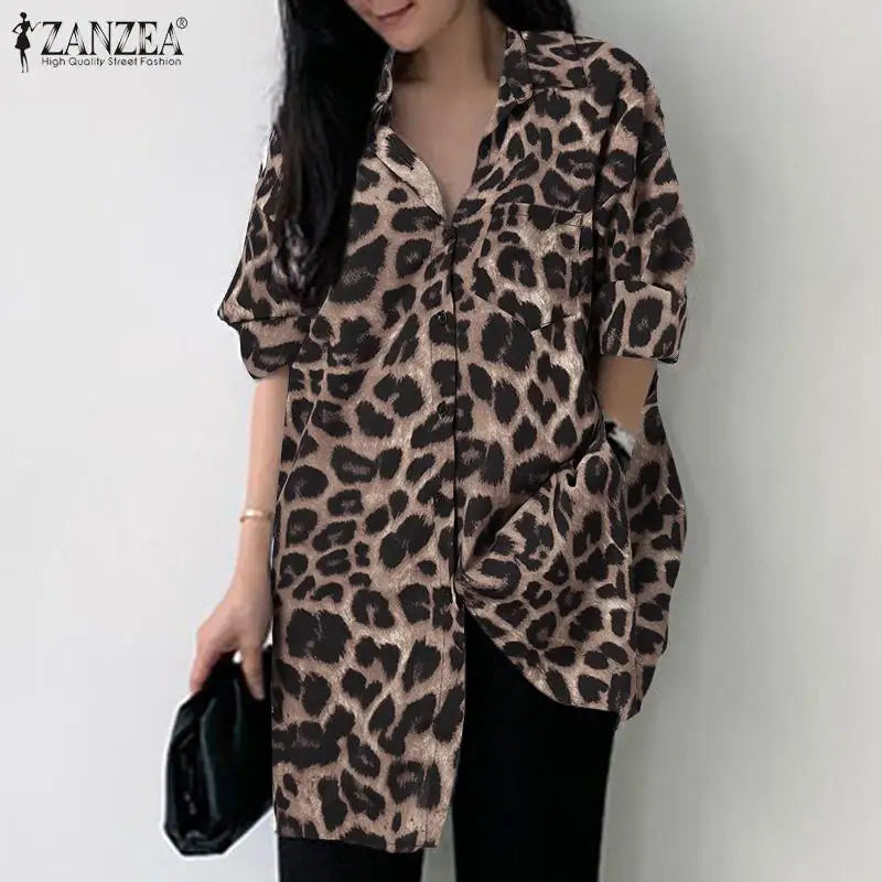 Women's Leopard Print Boho Blouse