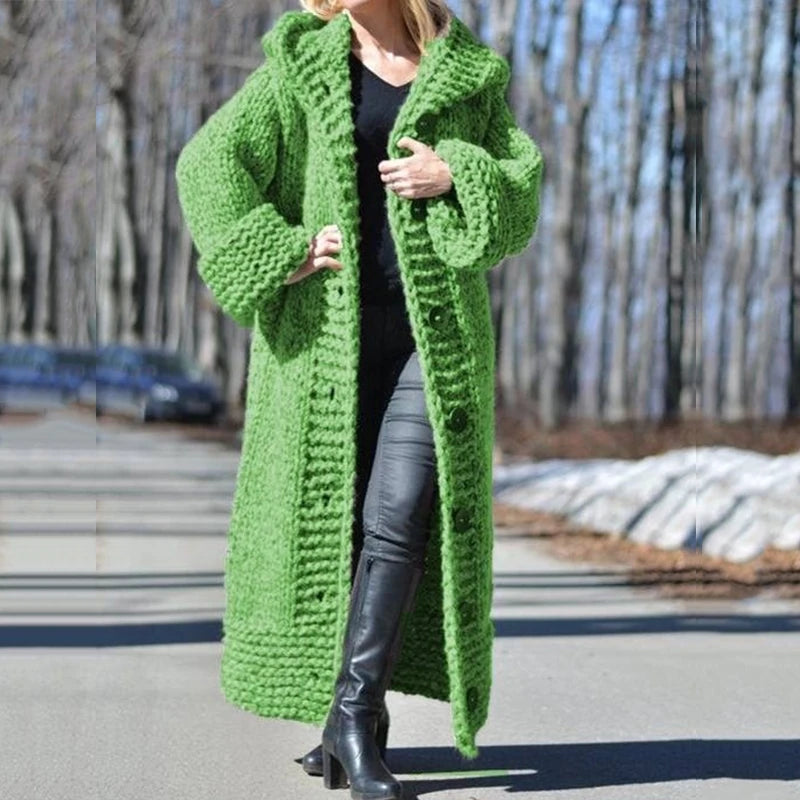 Oversized Hooded Knit Cardigan Coat