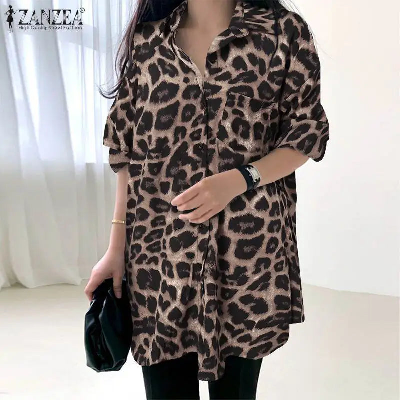 Women's Leopard Print Boho Blouse
