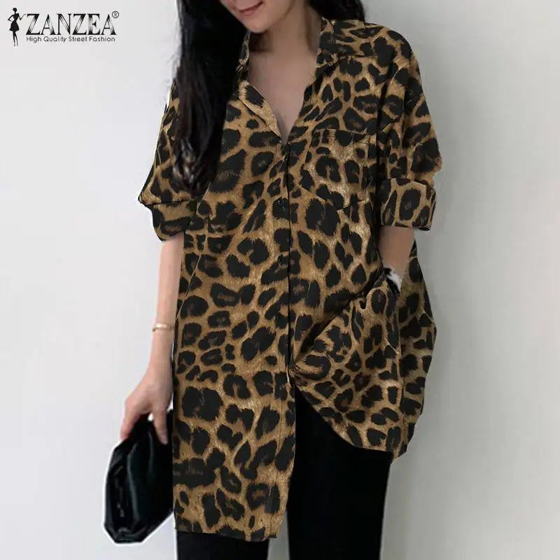 Women's Leopard Print Boho Blouse