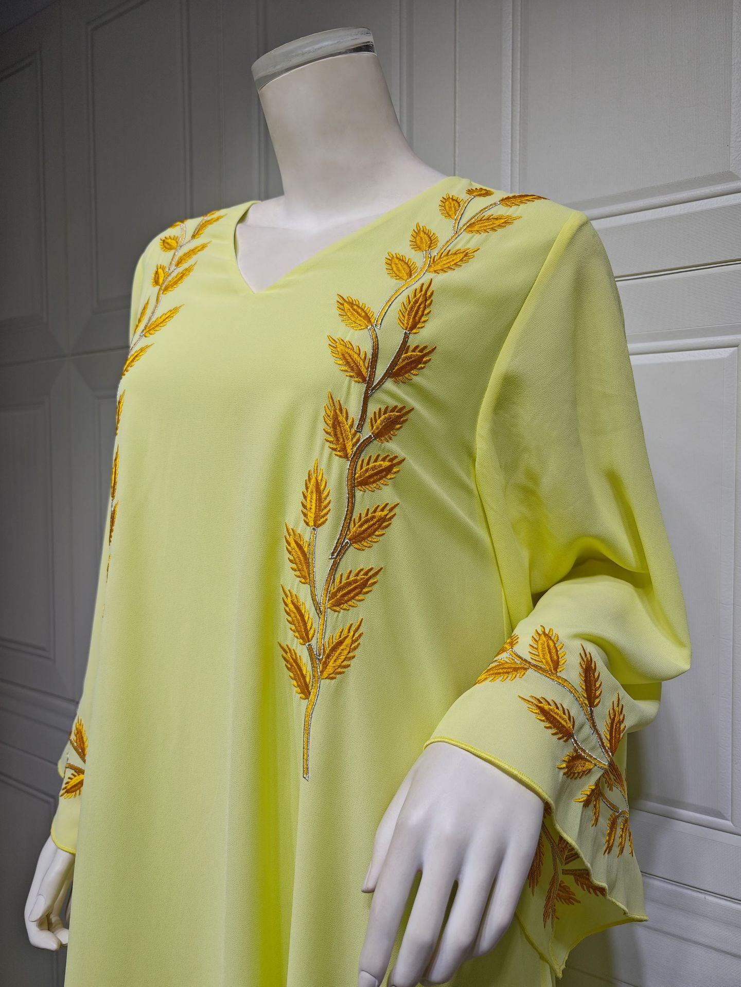 Women's Embroidered Abaya Dress with Scarf