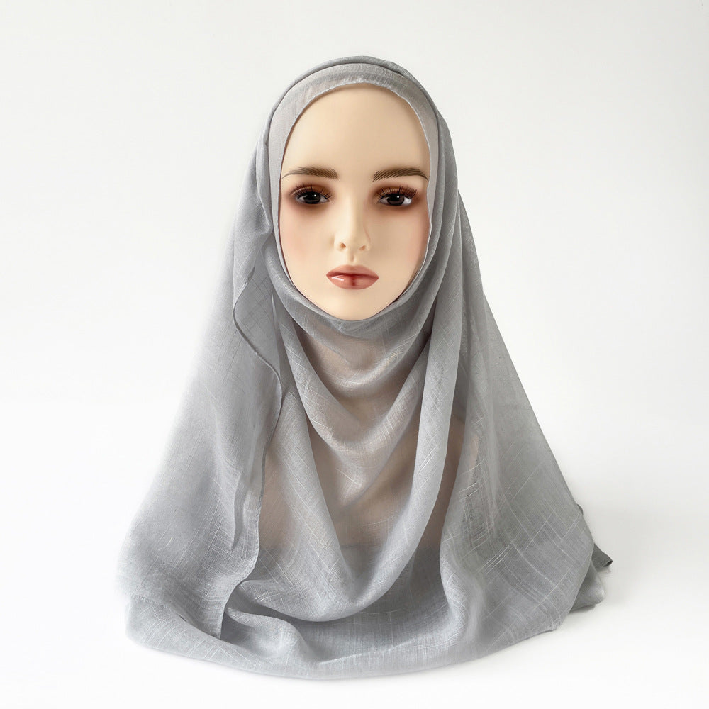 Muslim Kerchief Slub Cotton Scarf Tassel