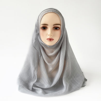 Muslim Kerchief Slub Cotton Scarf Tassel