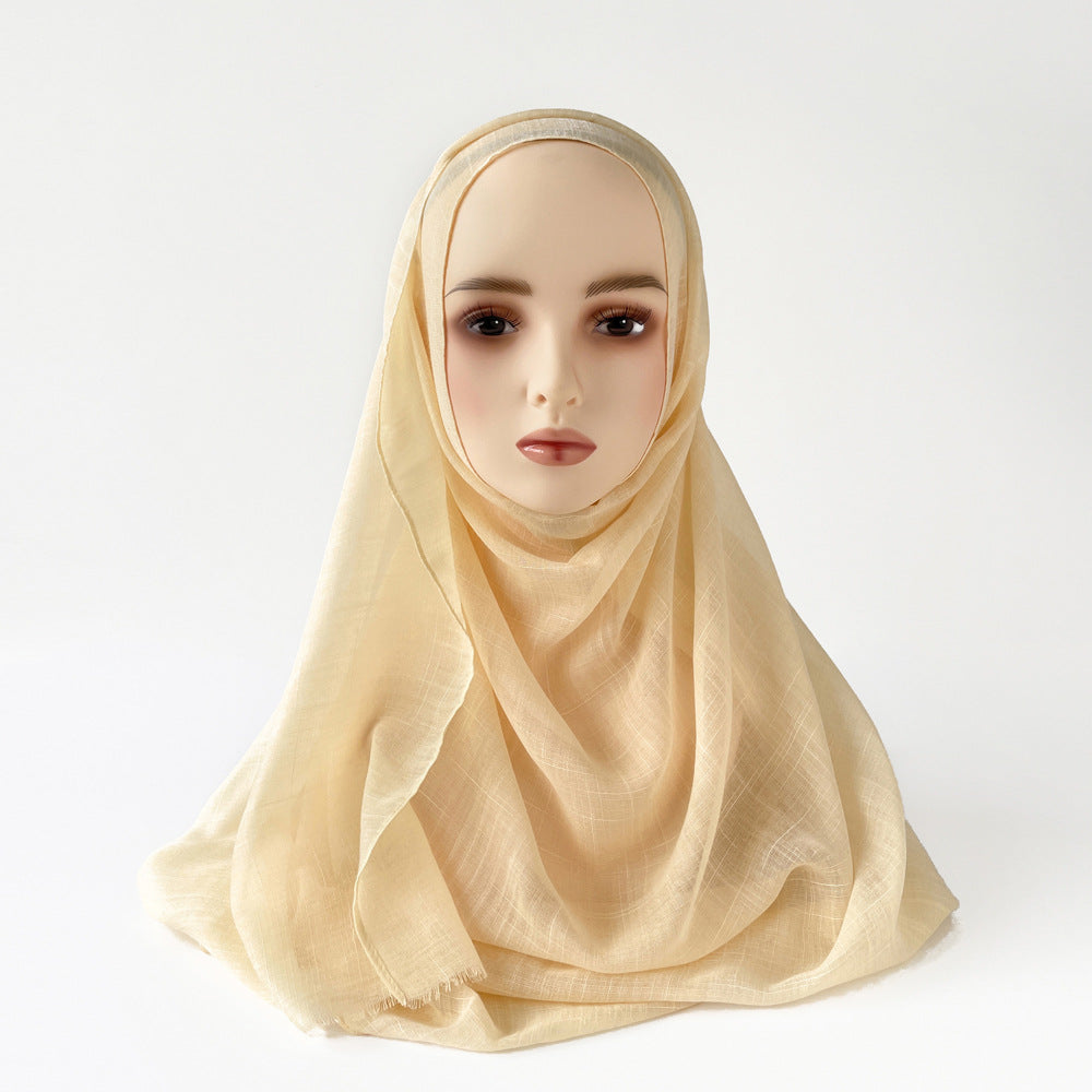 Muslim Kerchief Slub Cotton Scarf Tassel
