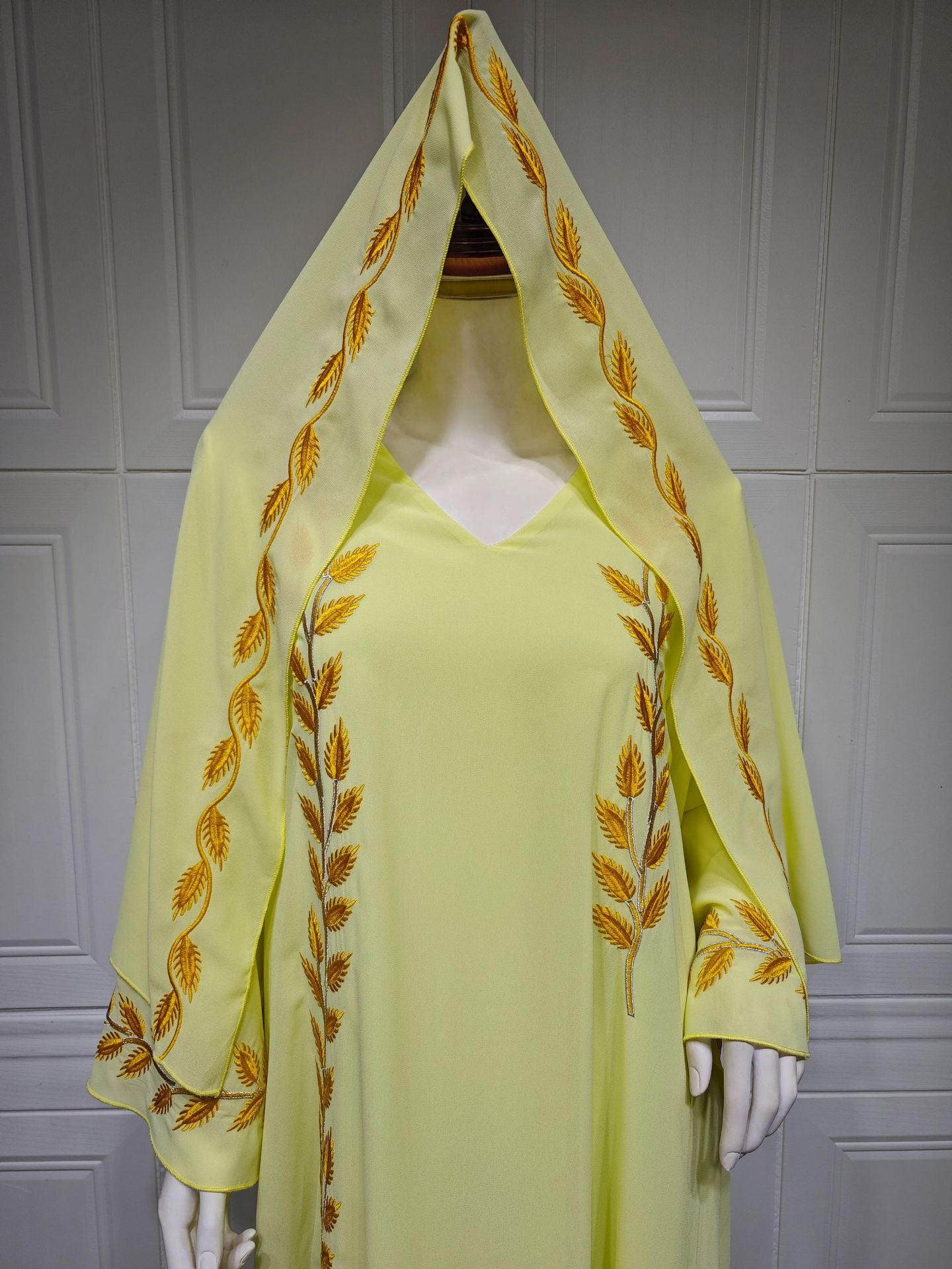Women's Embroidered Abaya Dress with Scarf