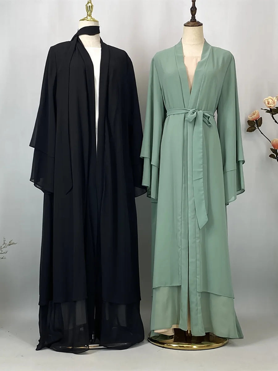 Chiffon Open Abaya Kaftan for Women