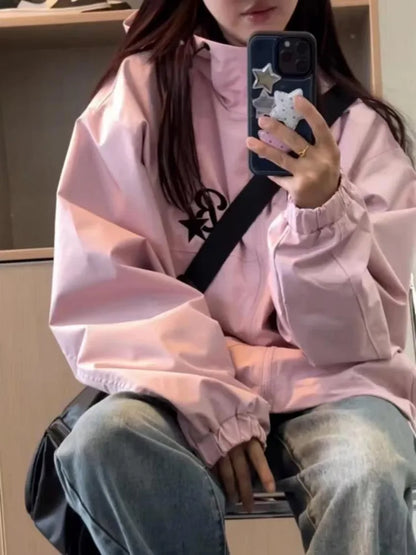 Women's Pink Korean Gorpcore Jacket