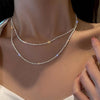 Silver Sparkling Clavicle Necklace