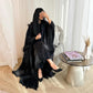 Dubai Diamonds Open-Front Abaya Kaftan