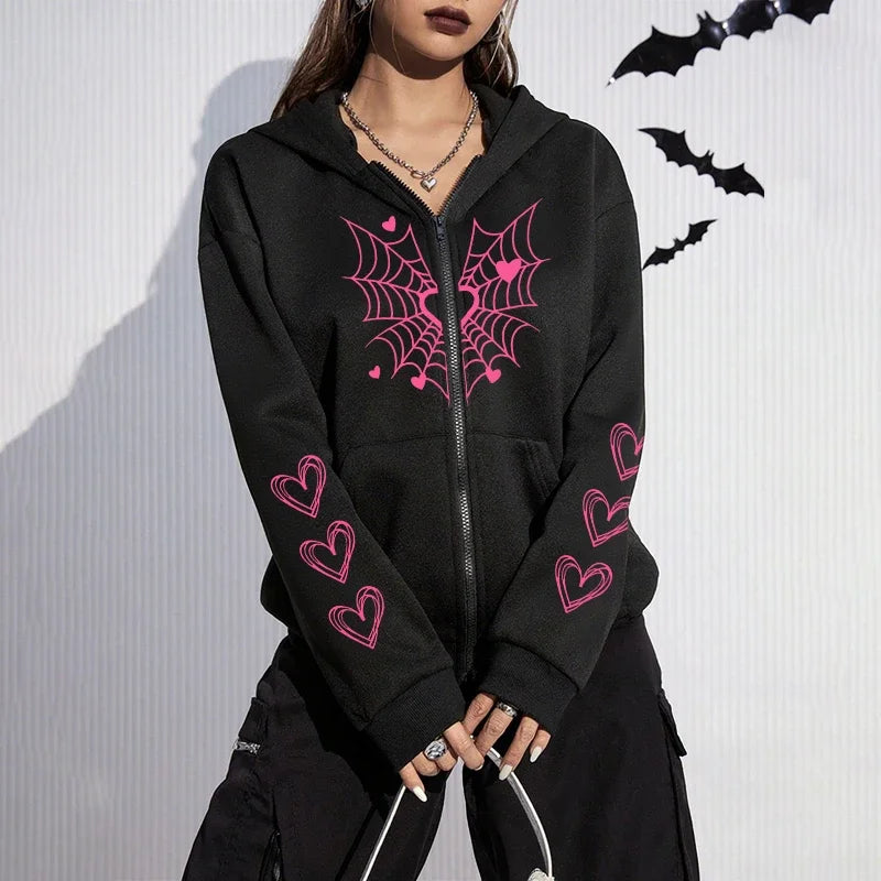 Women's Spider Web Heart Hoodie