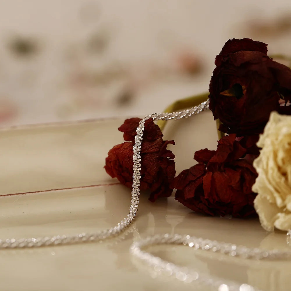 Silver Sparkling Clavicle Necklace