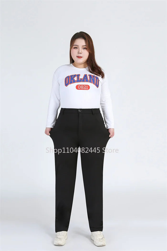 Women's Plus-Size Stretch Black Pants