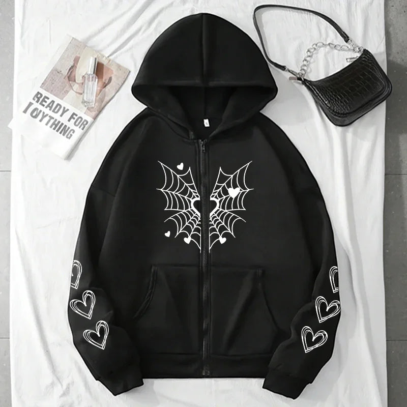 Women's Spider Web Heart Hoodie