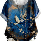 Women's Blue Floral Cotton-Linen Tunic