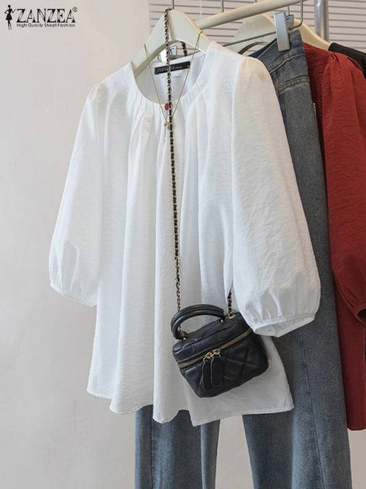 Women's Vintage O-Neck Blouse