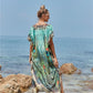 Women's Peacock Print Beach Kaftan