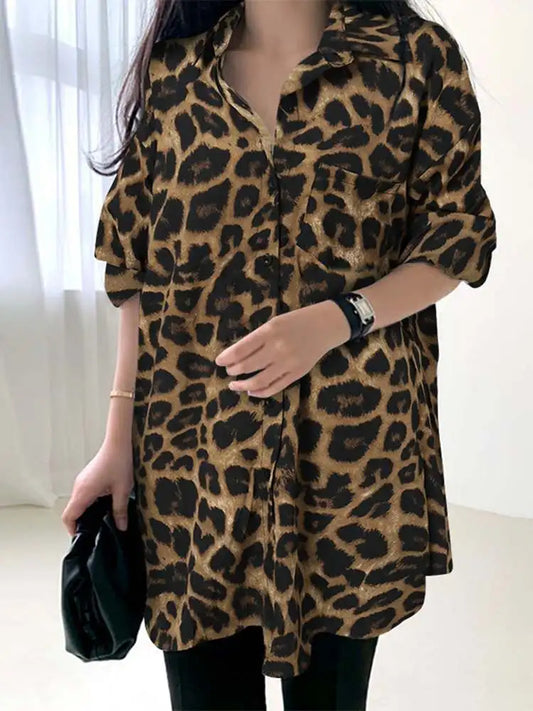 Women's Leopard Print Boho Blouse