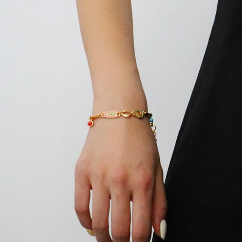 Enamel Japanese embossed bracelet