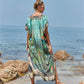 Women's Peacock Print Beach Kaftan