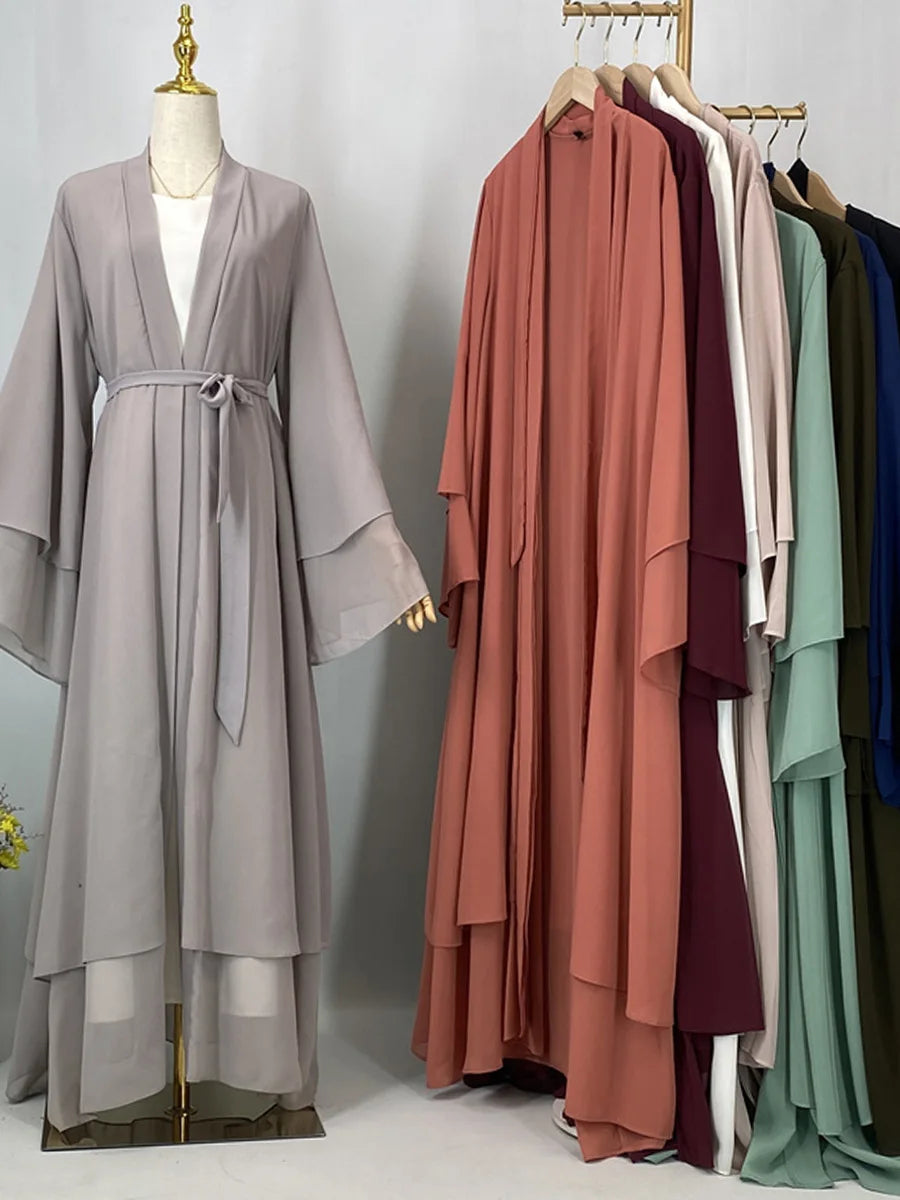 Chiffon Open Abaya Kaftan for Women