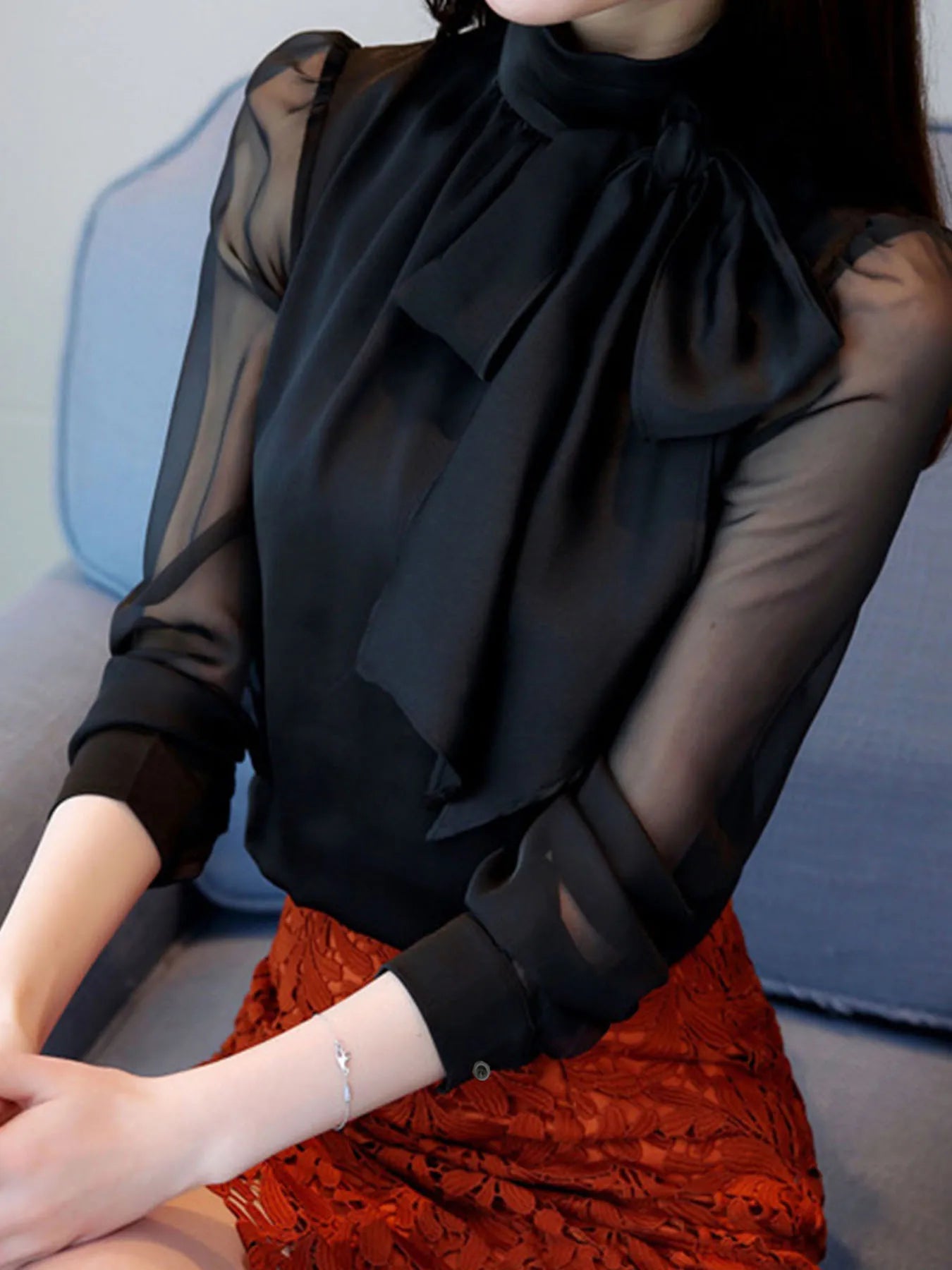 Women's Turtleneck Chiffon Blouse