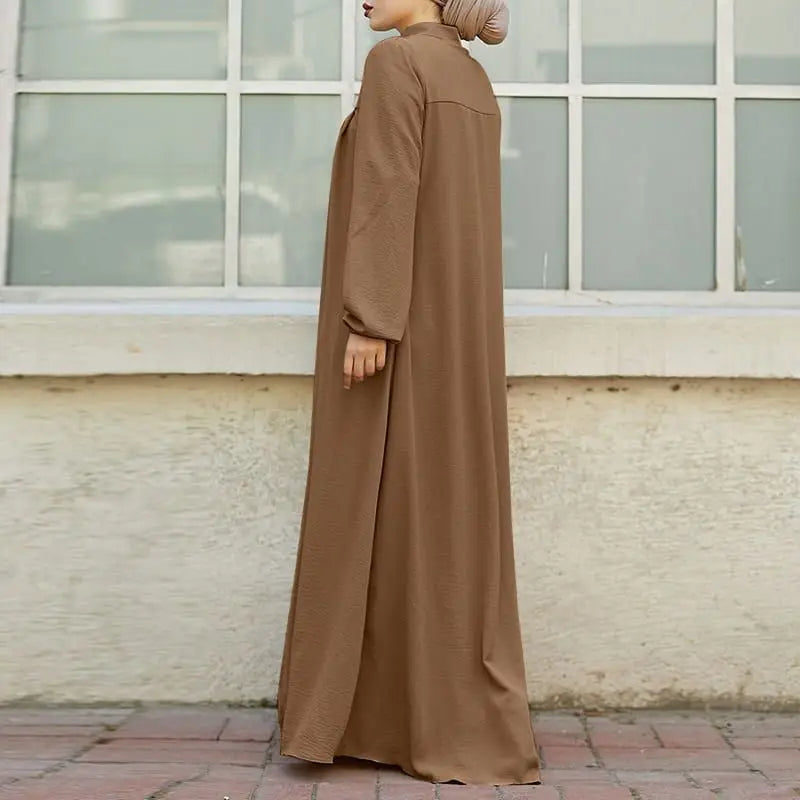 Women's Zipper Front Abaya Kaftan Dress