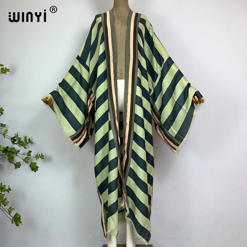 Boho Stripe Kimono Beach Cardigan