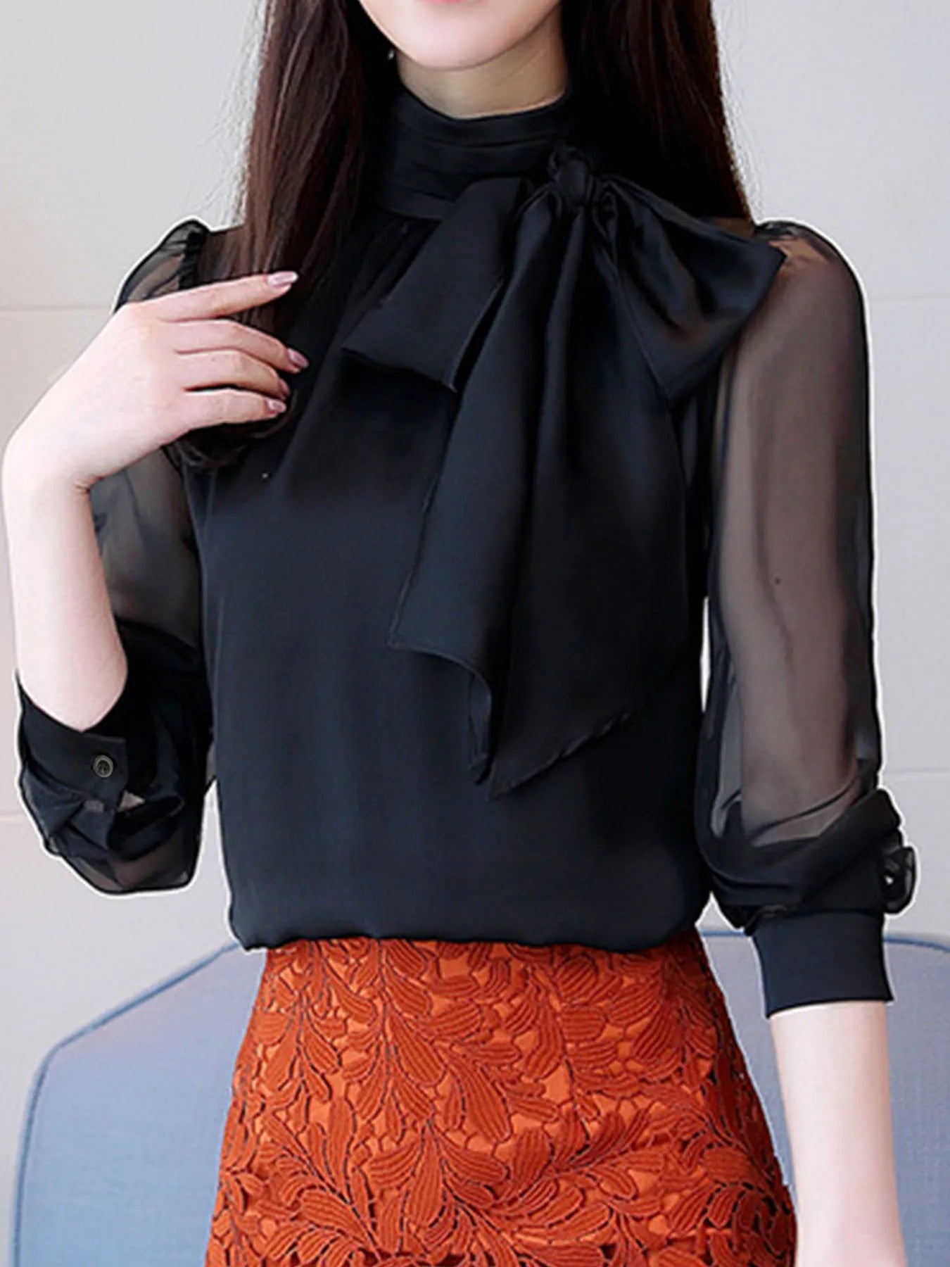 Women's Turtleneck Chiffon Blouse