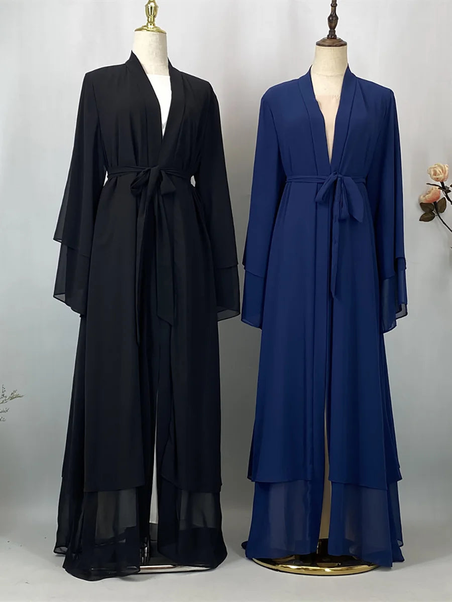 Chiffon Open Abaya Kaftan for Women