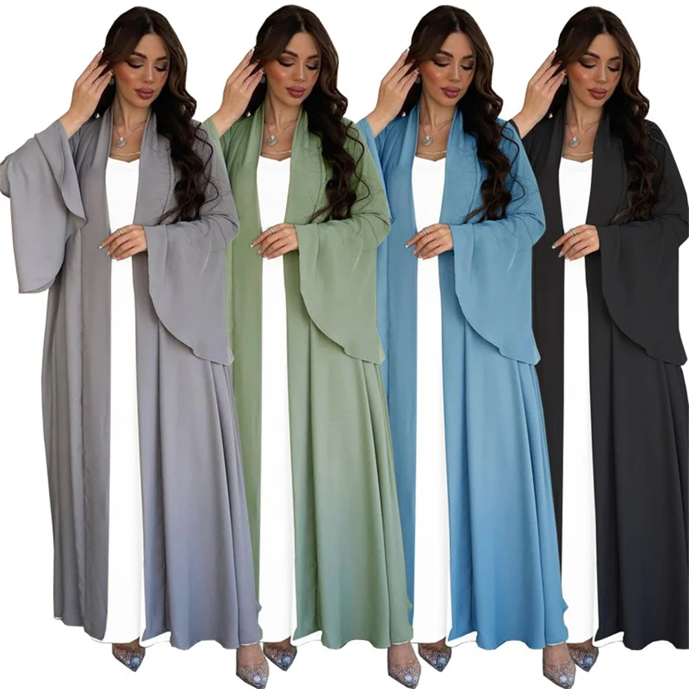 Ruffle Sleeve Open Abaya Kimono