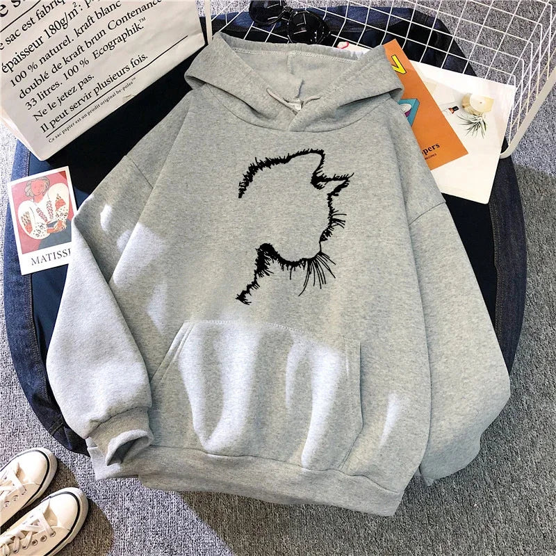 Women's Cute Cat Print Hoodie