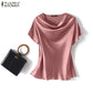 Women's Satin Short-Sleeve Blouse
