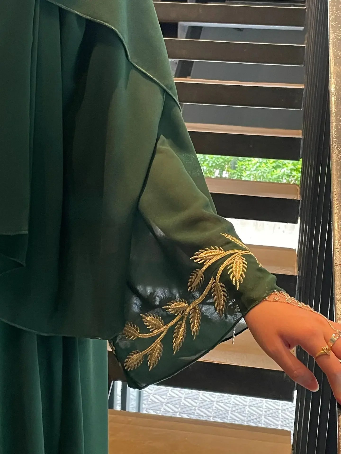 Women's Embroidered Abaya Dress with Scarf