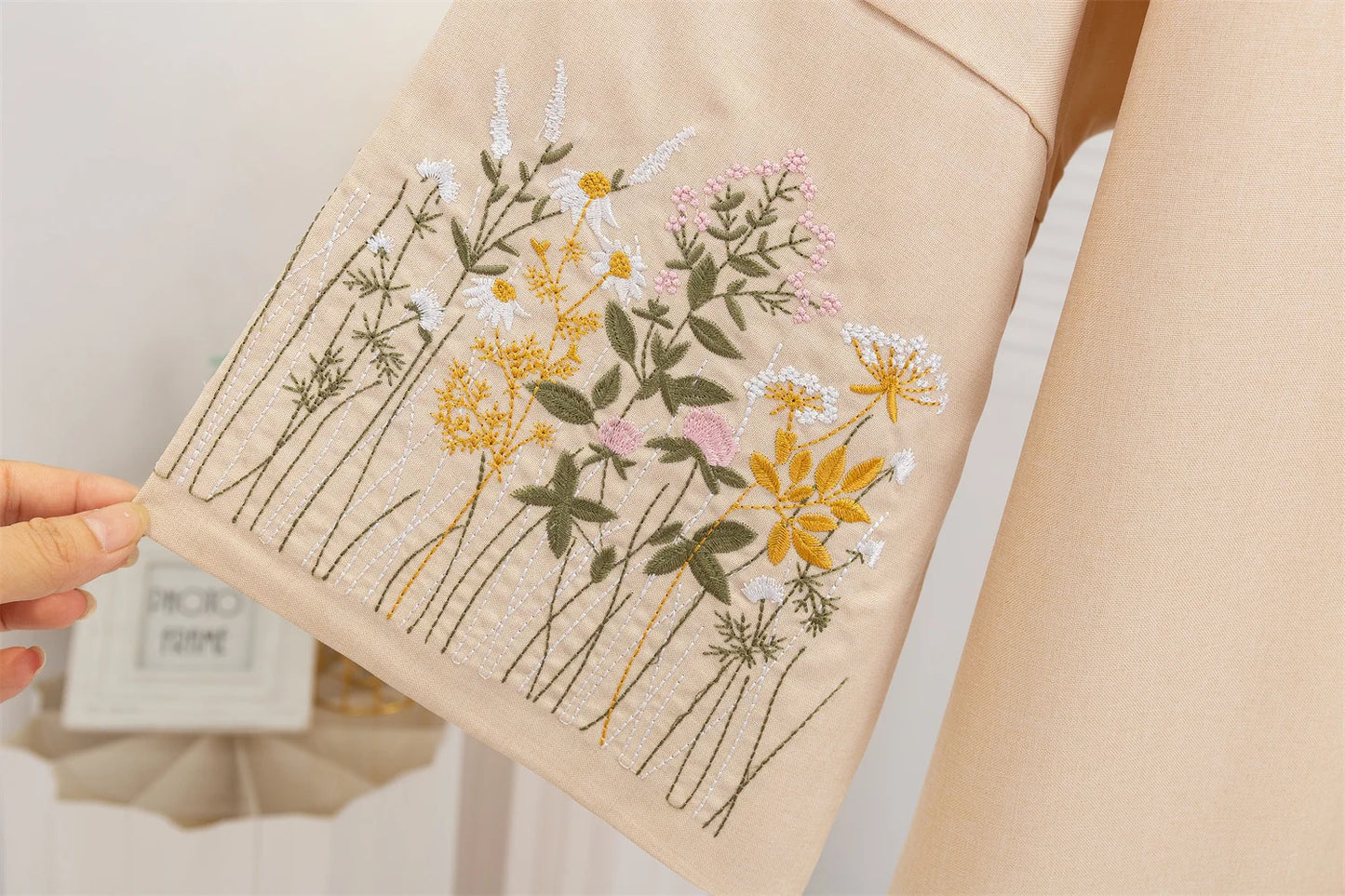 Women's Floral Embroidered Open Abaya