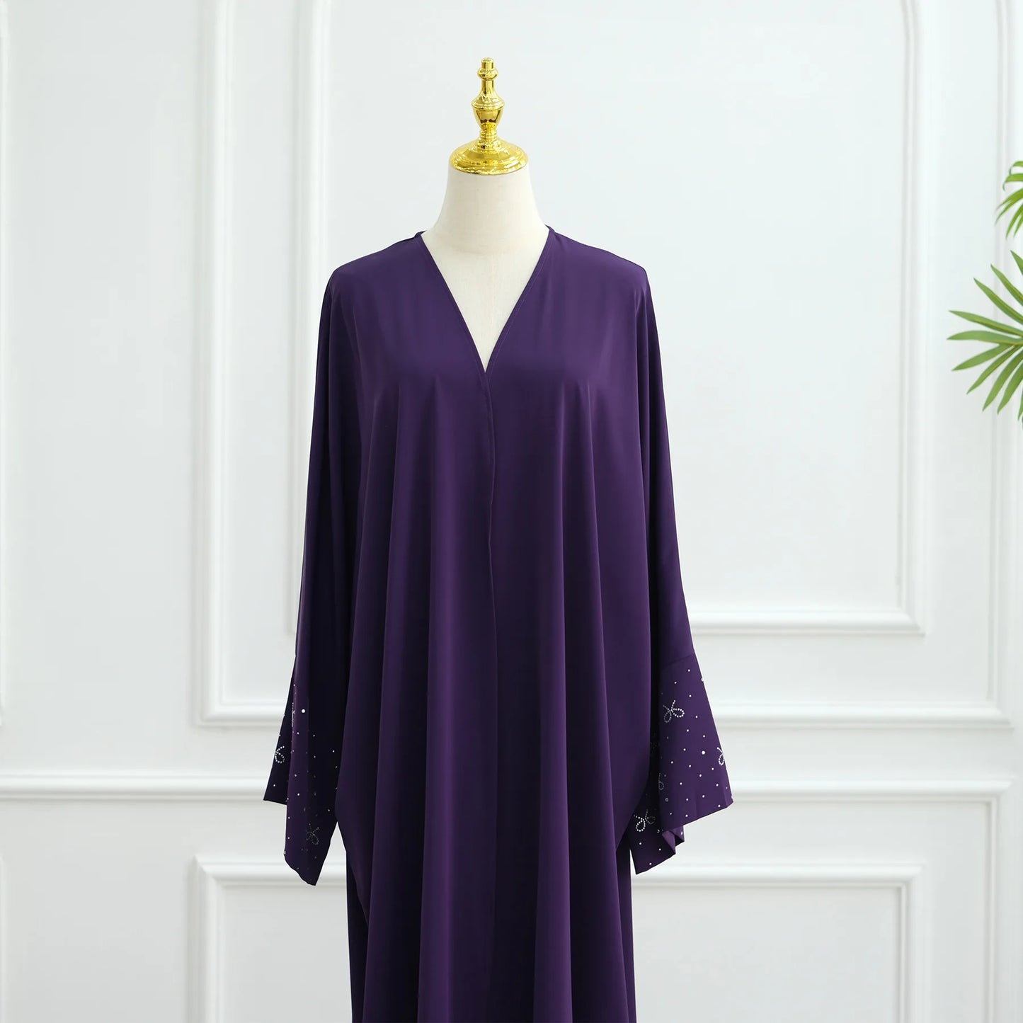 Women's Embroidered Open Front Abaya Jacket