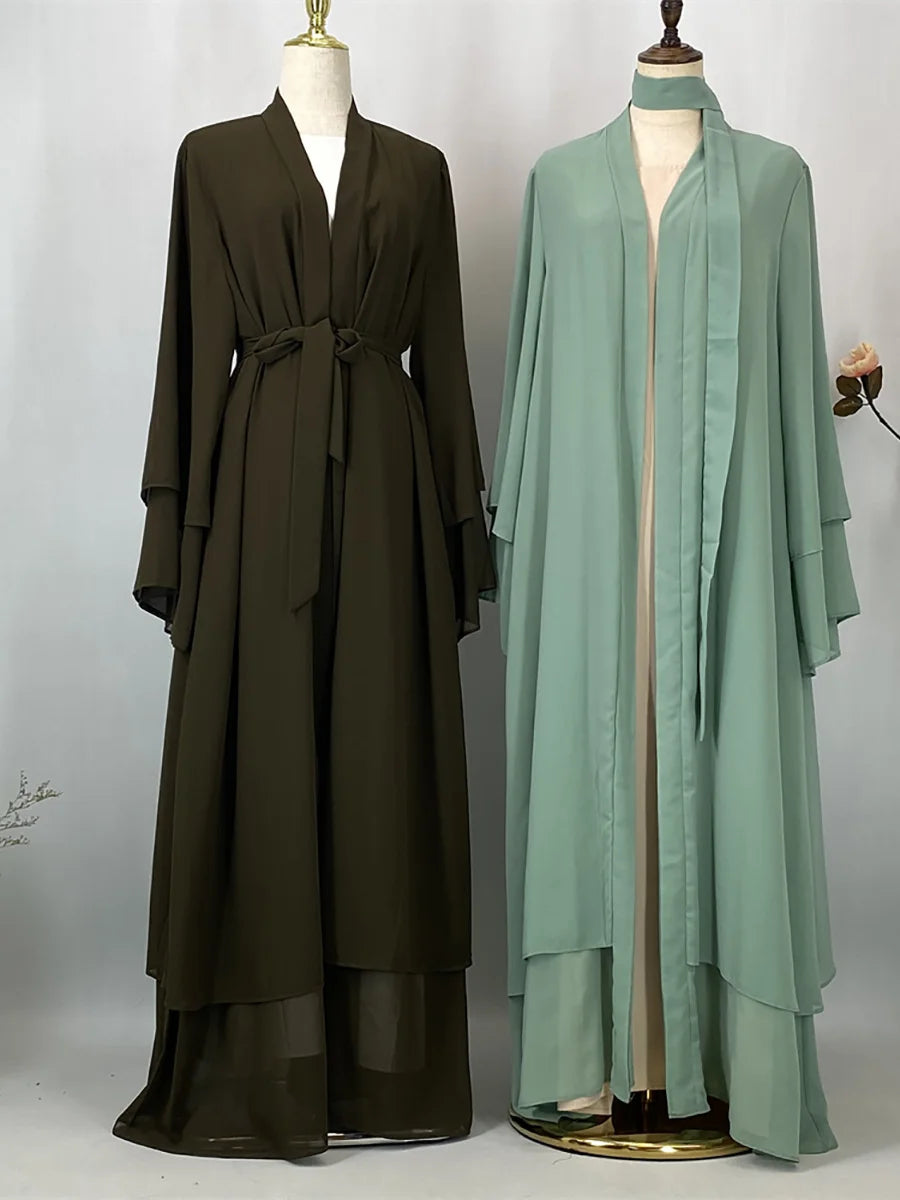 Chiffon Open Abaya Kaftan for Women