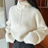 Women's Loose Half-Zip Turtleneck Sweater