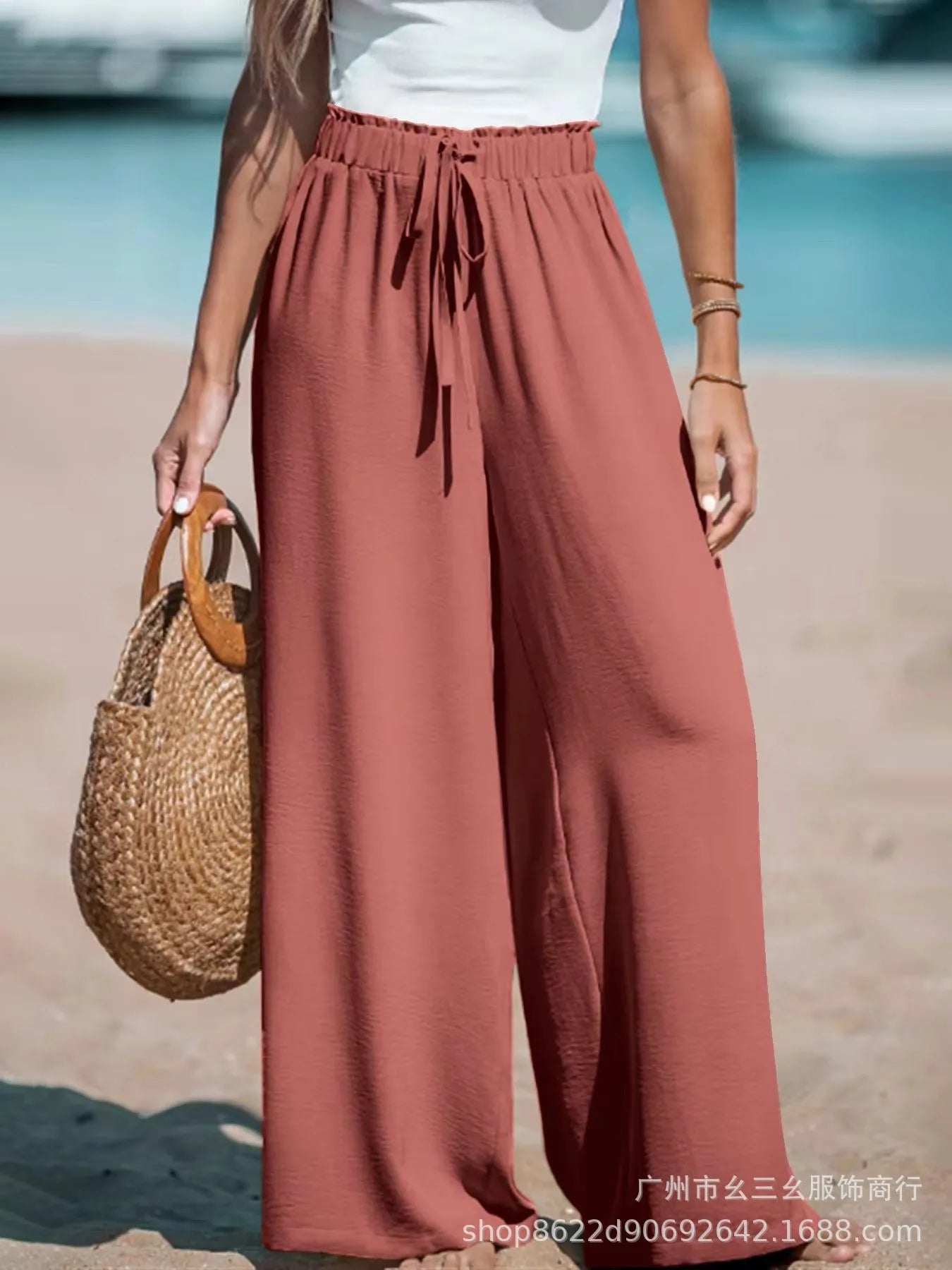 Women's Wide-Leg Drawstring Summer Pants