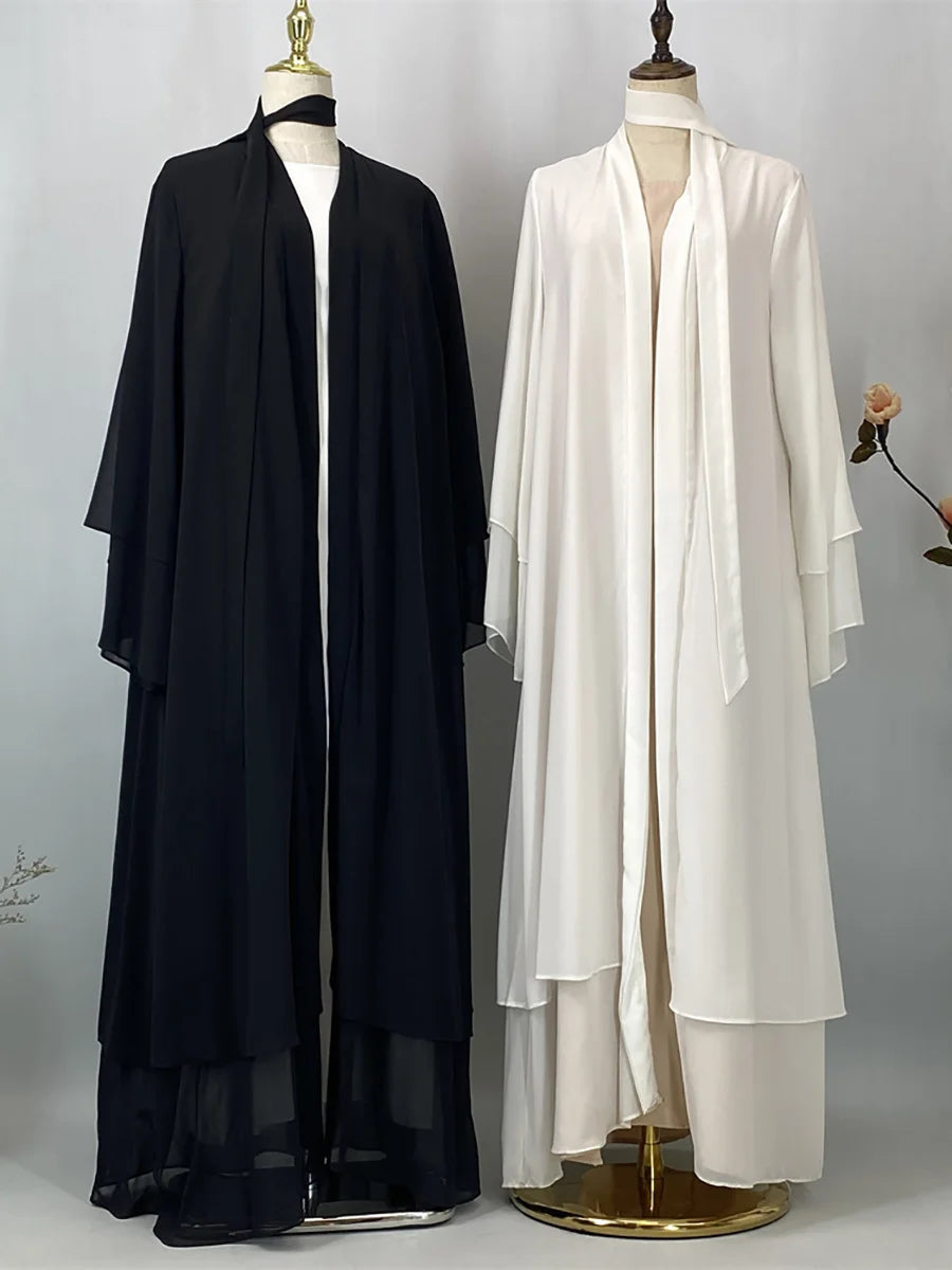 Chiffon Open Abaya Kaftan for Women