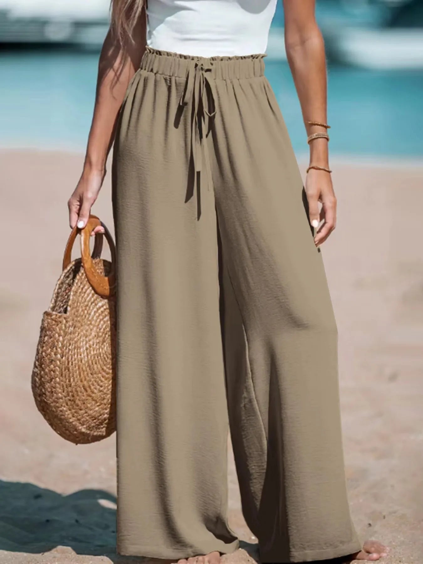 Women's Wide-Leg Drawstring Summer Pants
