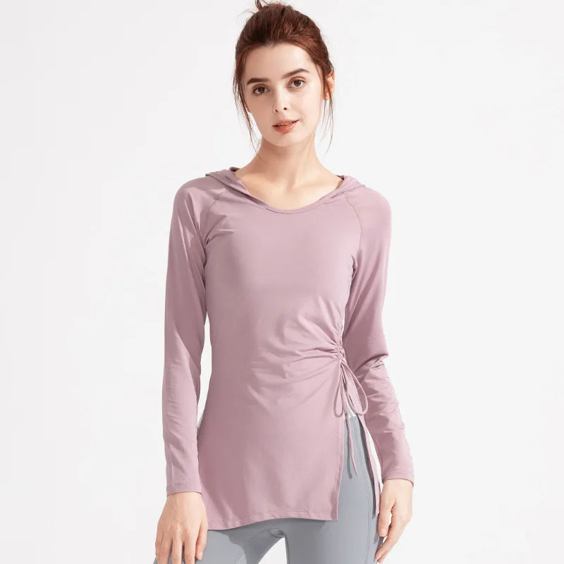 Women's Long-Sleeve Hooded Gym Top