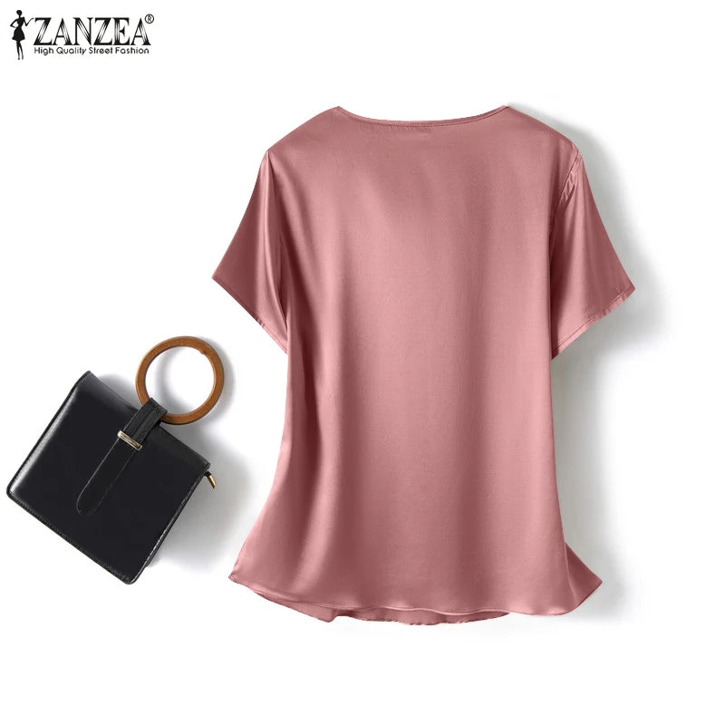 Women's Satin Short-Sleeve Blouse