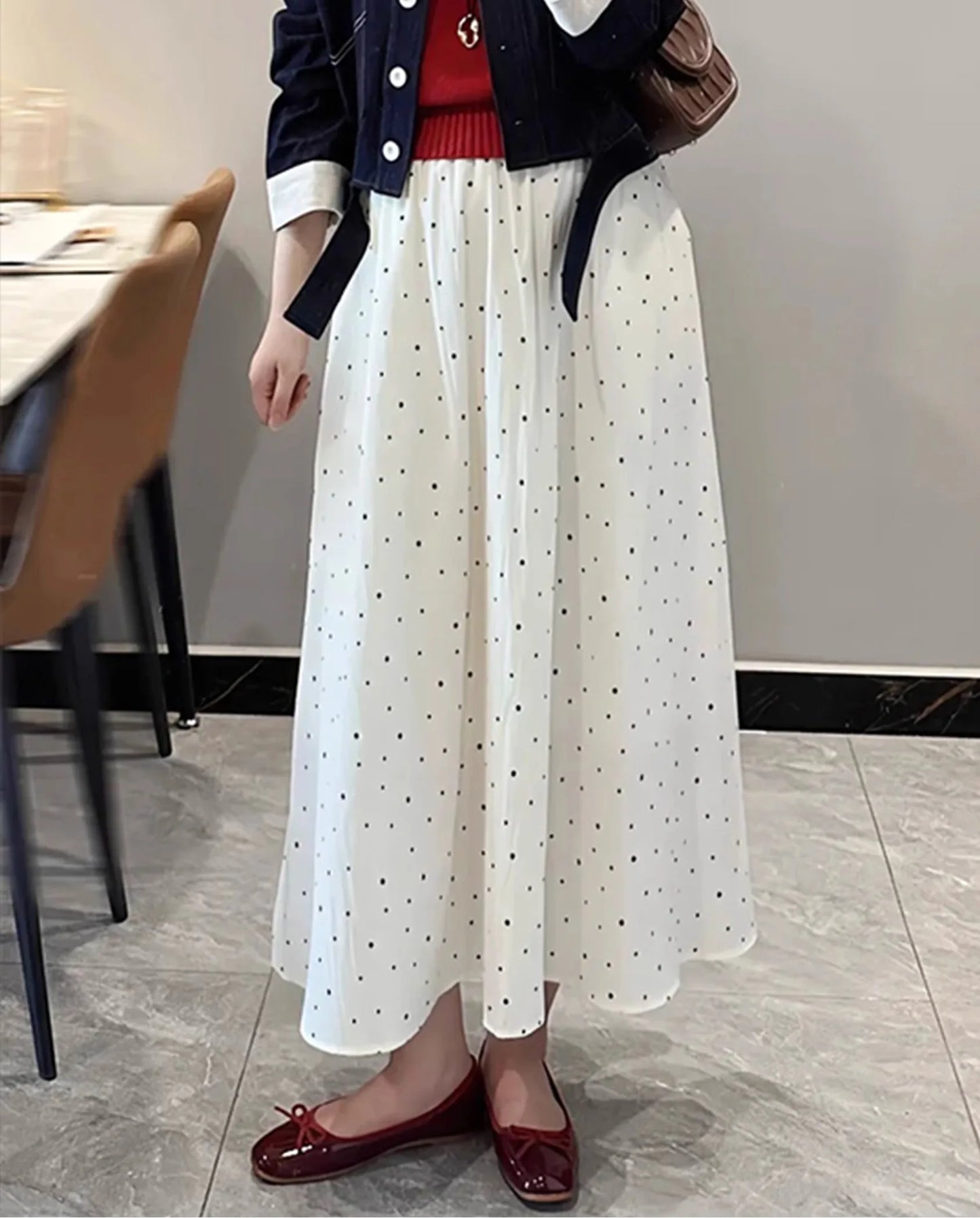 Women's High-Waist A-Line Midi Skirt