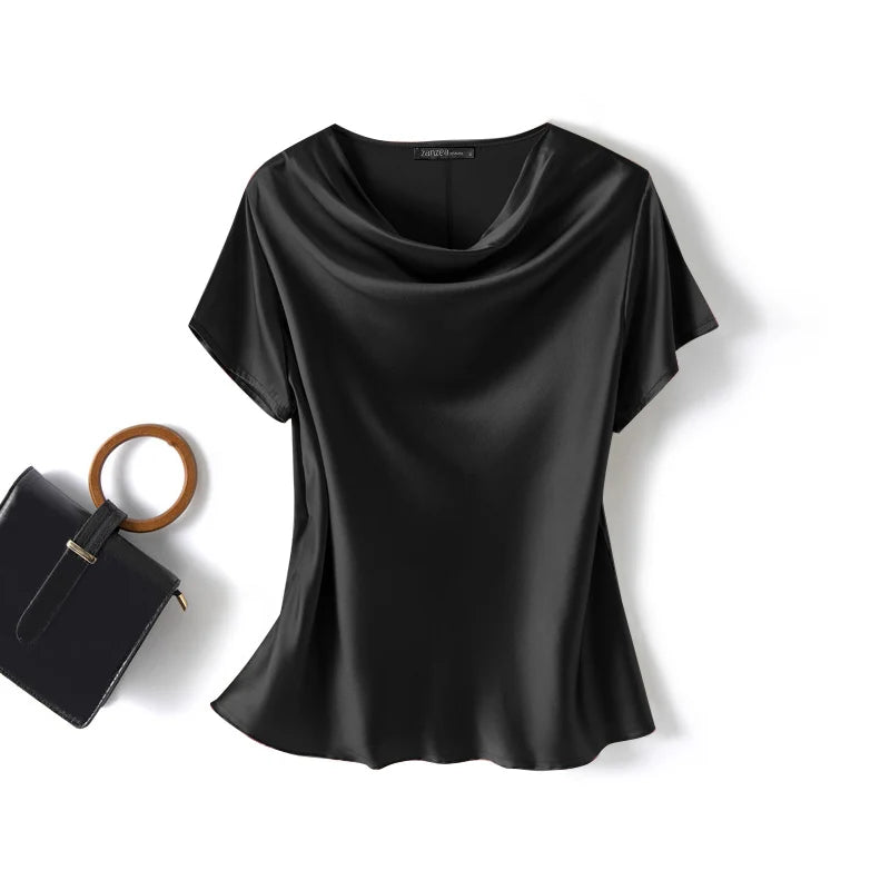Women's Satin Short-Sleeve Blouse