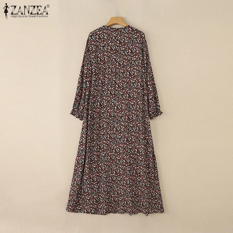Women's Floral Printed Maxi Abaya Dress